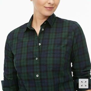 J. Crew Women's Green Plaid Button Down Shirt